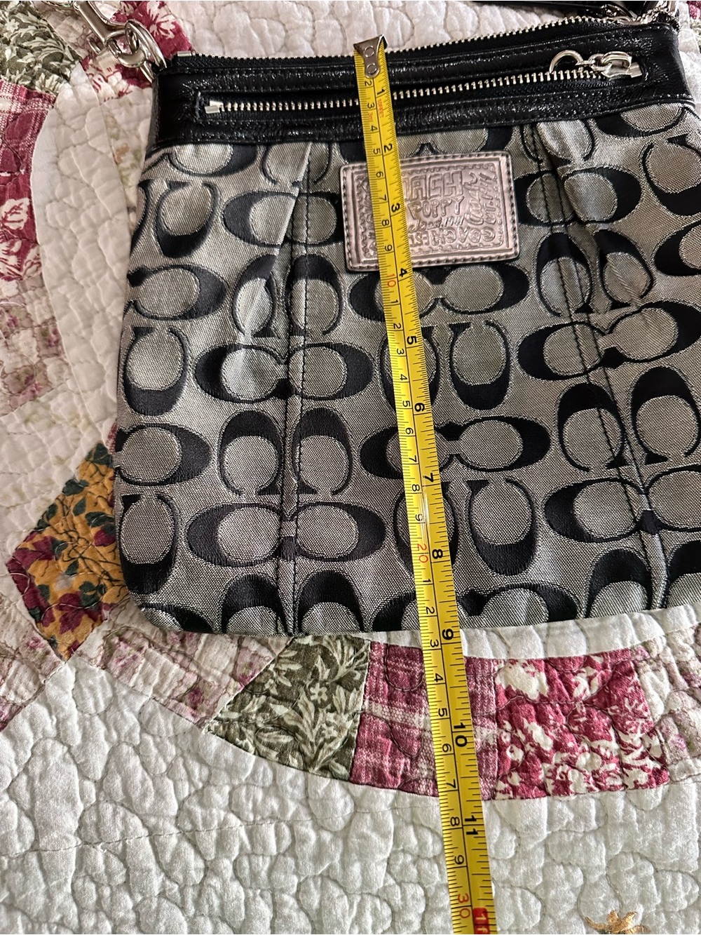 Coach Black and Silver Signature Crossbody Bag - Picture 12 of 14
